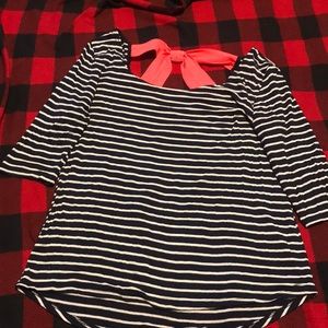 Navy and white, hot pink Bow back